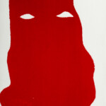 Gravura de sombra de gato na cor vermelha feita pelo artista Aldemir Martins