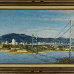 Ponte Hercílio Luz - Florianópolis - SC (Projeto Pátria Amada Brasil), Cristiane Carbone, Óleo s/ Tela, 50x80cm, 2004