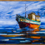 Barco, Naomi, Óleo s Tela, 40x50cm, 2002. Fotografia Karla Santos. Acervo Pinacoteca Mauá.