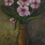 Flores Cor de Rosa, Naomi, Óleo s Tela, 40x30cm, S data. Fotografia Karla Santos. Acervo Pinacoteca Mauá.